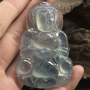 (超值推荐)冰玻种飘花观音挂件