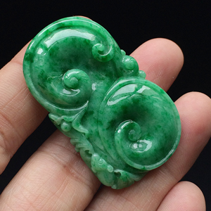 (超值推荐)糯冰种翠色福寿如意挂件