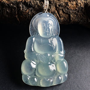 （超值推荐）冰种晴水观音挂件（金扣）