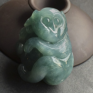 糯冰种蓝水母子情深挂件