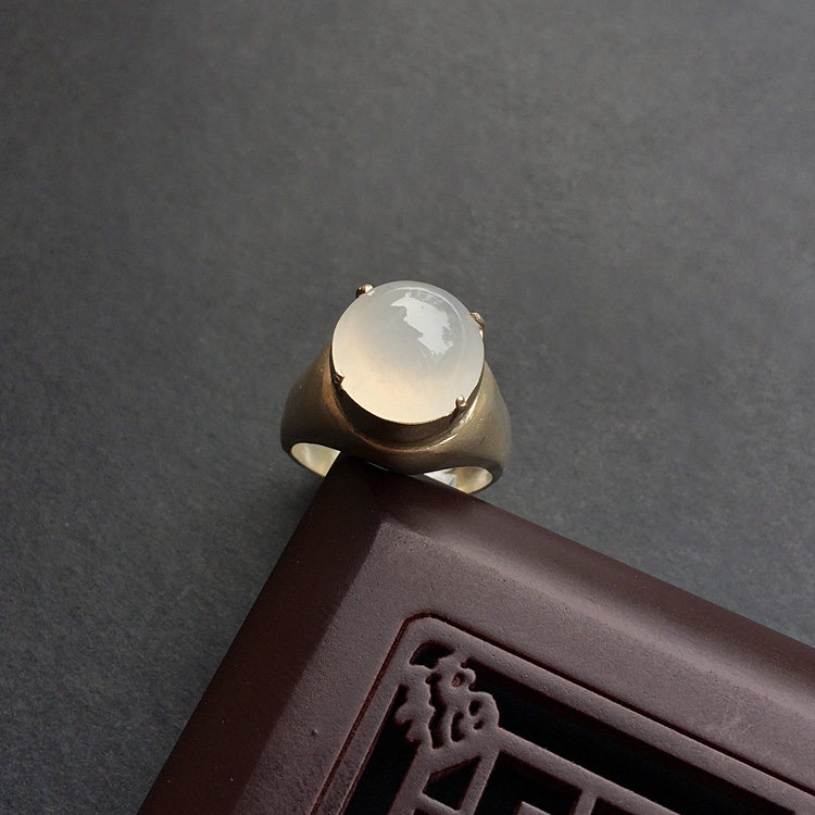 糯冰种白色戒面
