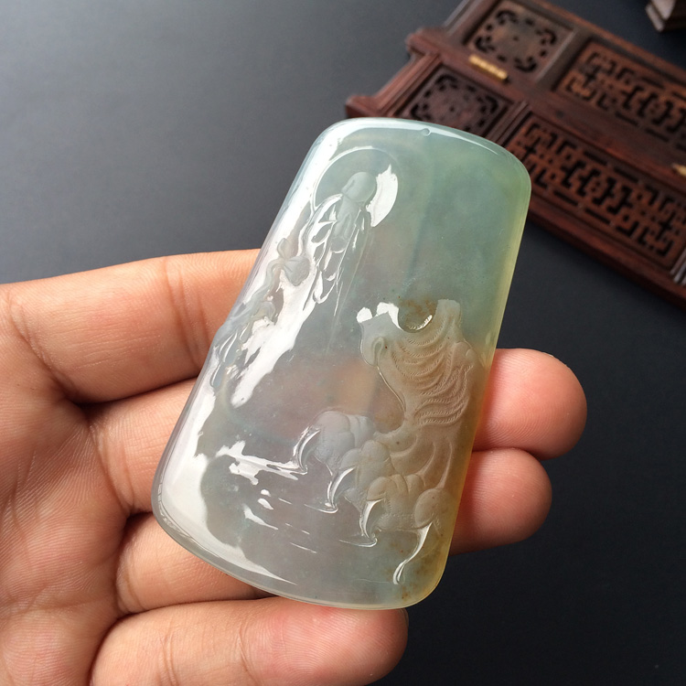 （超值推荐）冰玻种晴水褐黄翡普度众生挂件