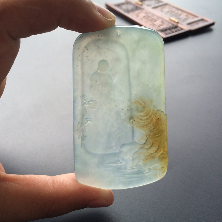 （超值推荐）冰玻种晴水褐黄翡普度众生挂件