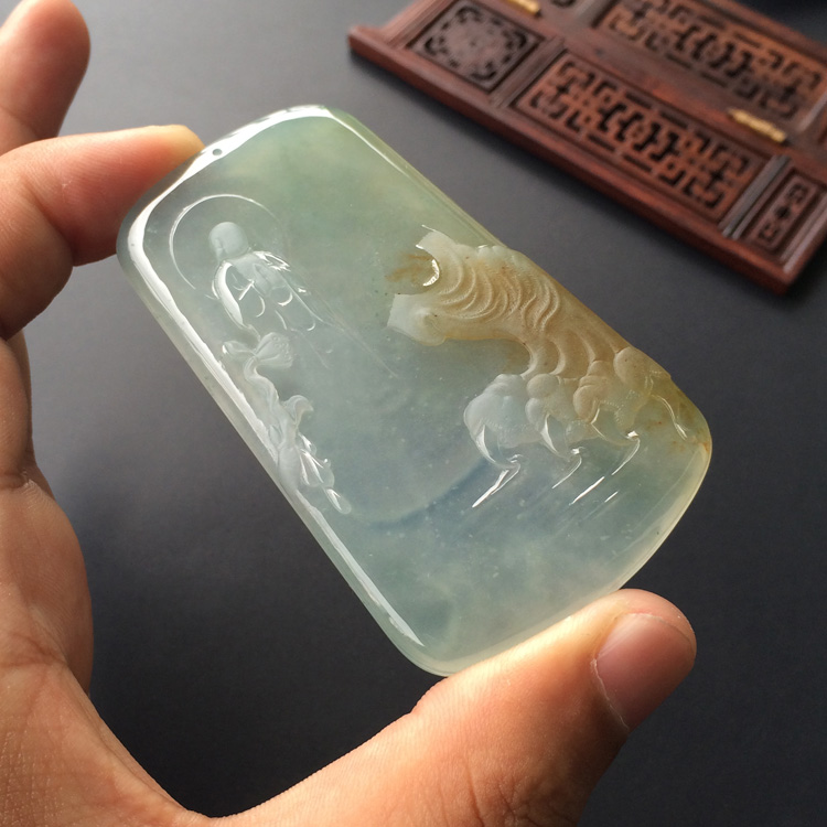 （超值推荐）冰玻种晴水褐黄翡普度众生挂件