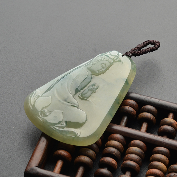 (超值推荐)冰种晴水飘花莲座观音挂件