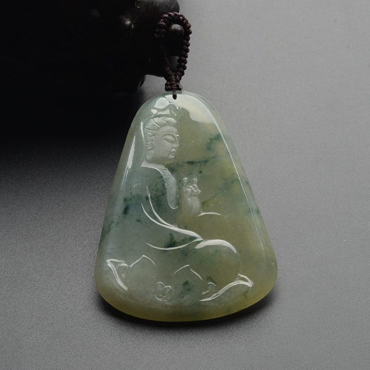 (超值推荐)冰种晴水飘花莲座观音挂件