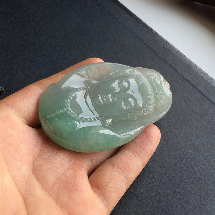 糯冰种晴水观音头挂件