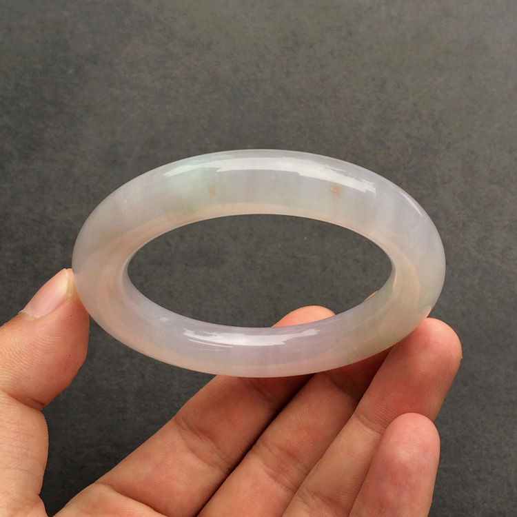 (超值推荐)糯冰种淡紫罗兰带黄翡圆条手镯(53.6mm)