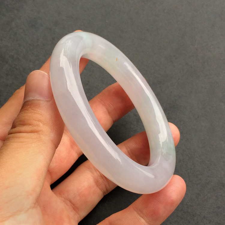 (超值推荐)糯冰种淡紫罗兰带黄翡圆条手镯(53.6mm)