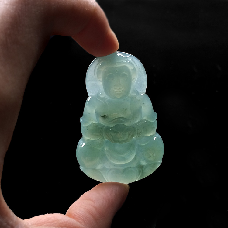 (超值推荐)糯冰种晴水飘花观音挂件