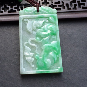 糯冰种飘翠福寿如意挂件