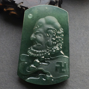 糯冰种蓝水达摩挂件