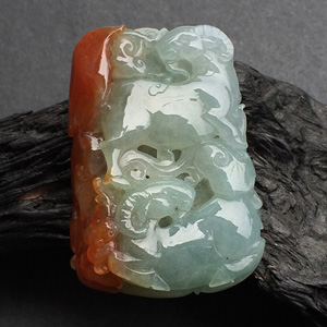 （超值推荐）糯冰种晴水红黄翡样样如意挂件