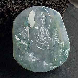 冰种飘花释迦牟尼挂件