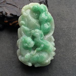 （超值推荐）糯冰种飘翠三阳开泰挂件