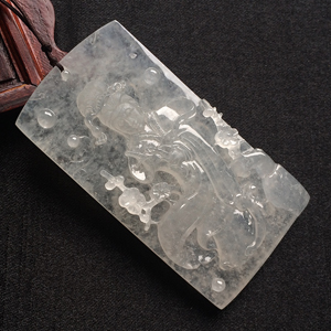 (超值推荐)冰玻种白色踏雪寻梅挂件