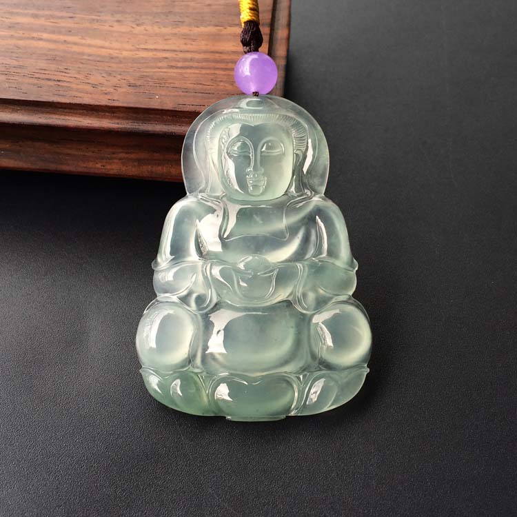 (超值推荐)冰种晴水略飘花观音挂件