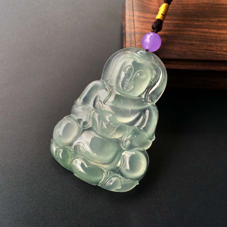(超值推荐)冰种晴水略飘花观音挂件