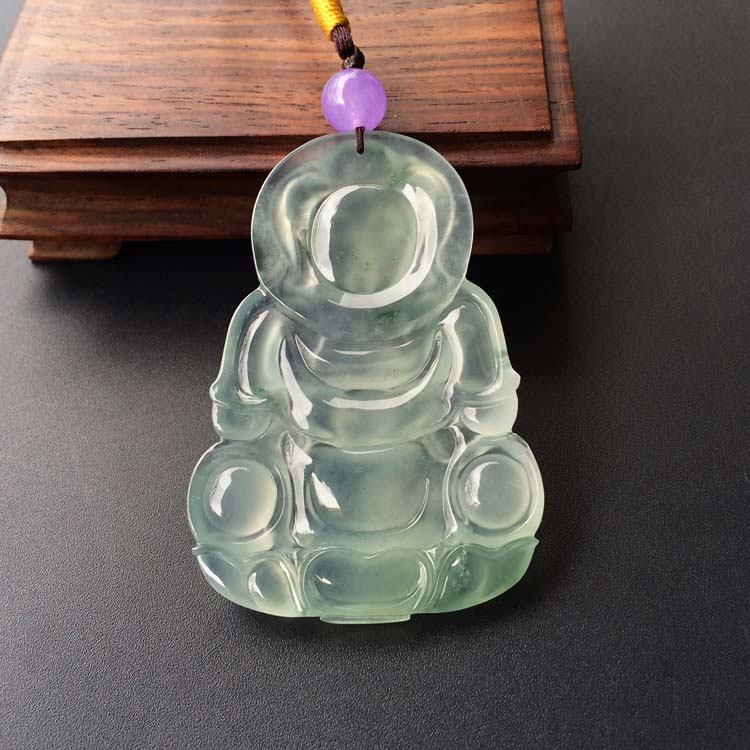 (超值推荐)冰种晴水略飘花观音挂件