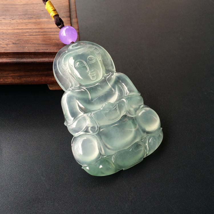 (超值推荐)冰种晴水略飘花观音挂件