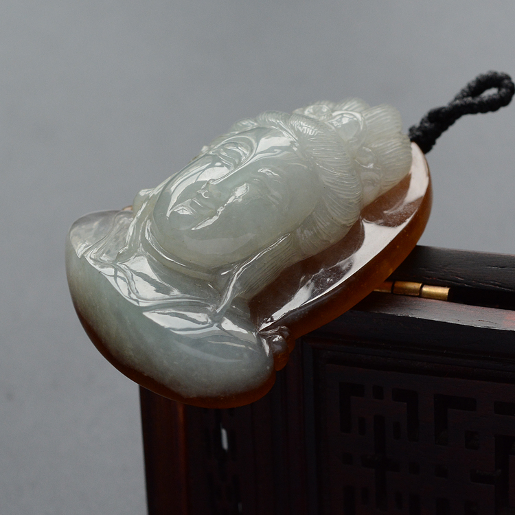 (超值推荐)糯冰种褐黄翡晴水观音挂件