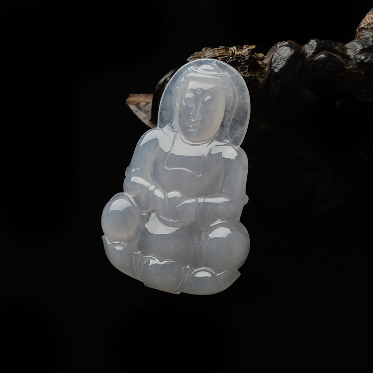 (超值推荐)糯冰种淡晴水观音挂件