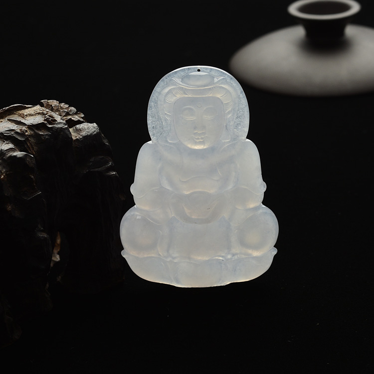 (超值推荐)糯冰种淡晴水观音挂件