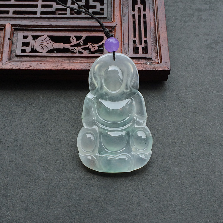 冰种飘花观音挂件