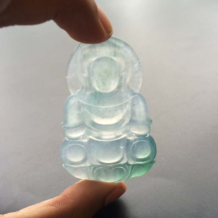 (超值推荐)冰种晴水略飘花观音挂件