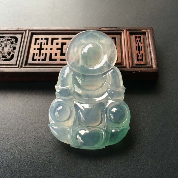 (超值推荐)冰种晴水略飘花观音挂件