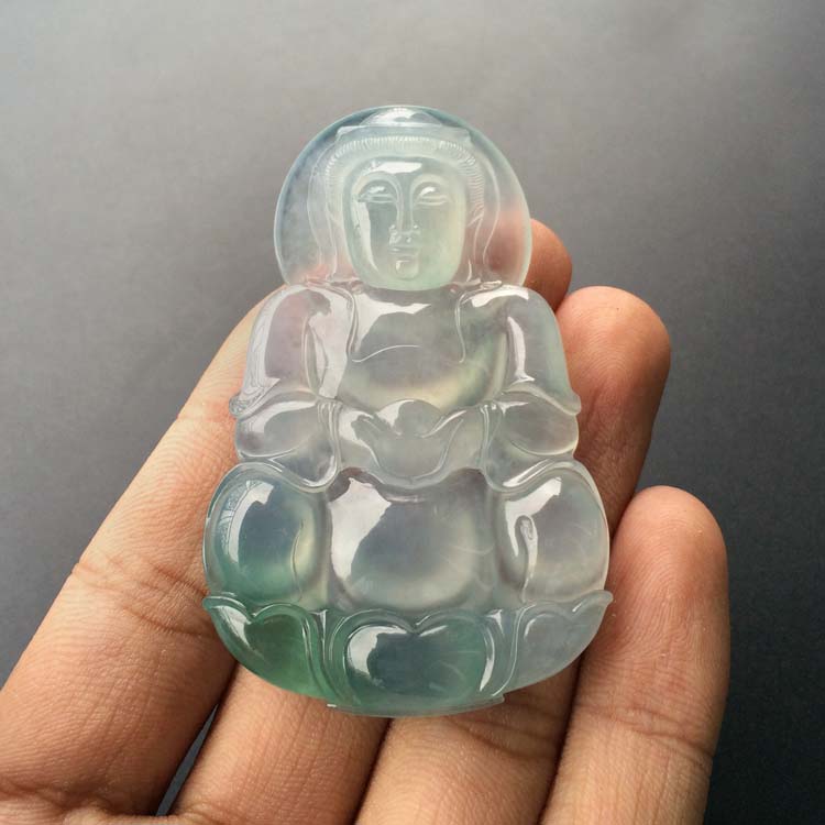 (超值推荐)冰种晴水略飘花观音挂件