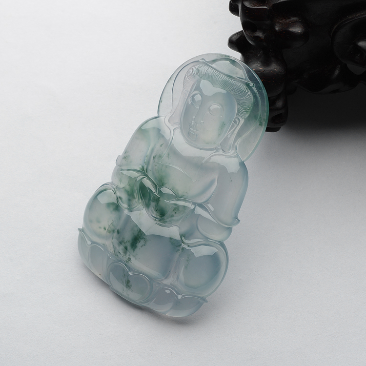(超值推荐)冰玻种飘花观音挂件