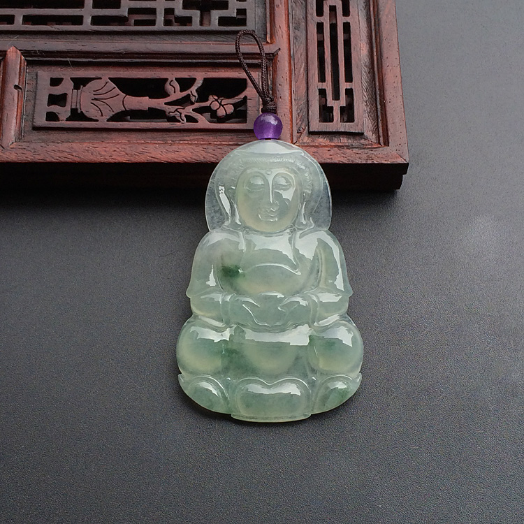 冰种飘花观音挂件