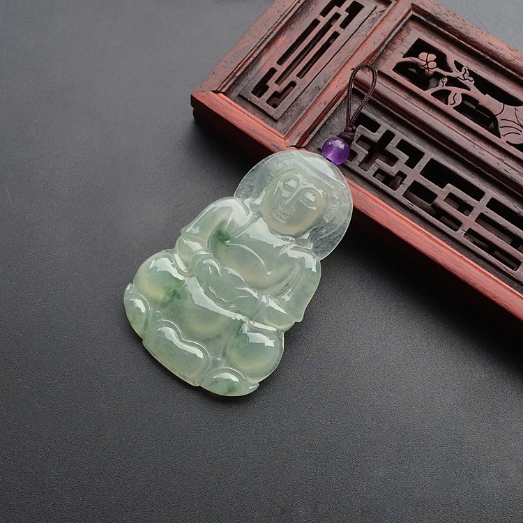 冰种飘花观音挂件