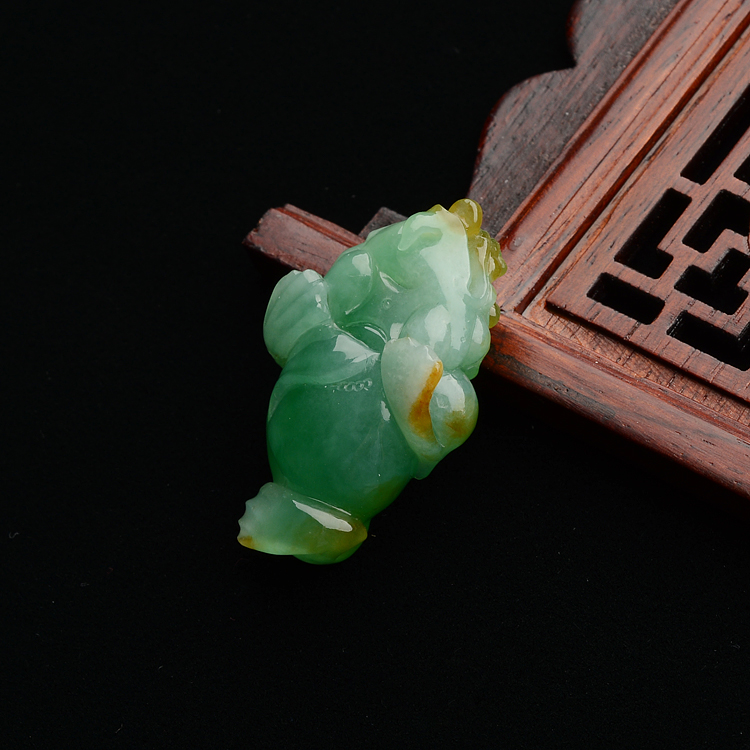 (超值推荐)糯冰种黄加绿金蟾挂件/戒面