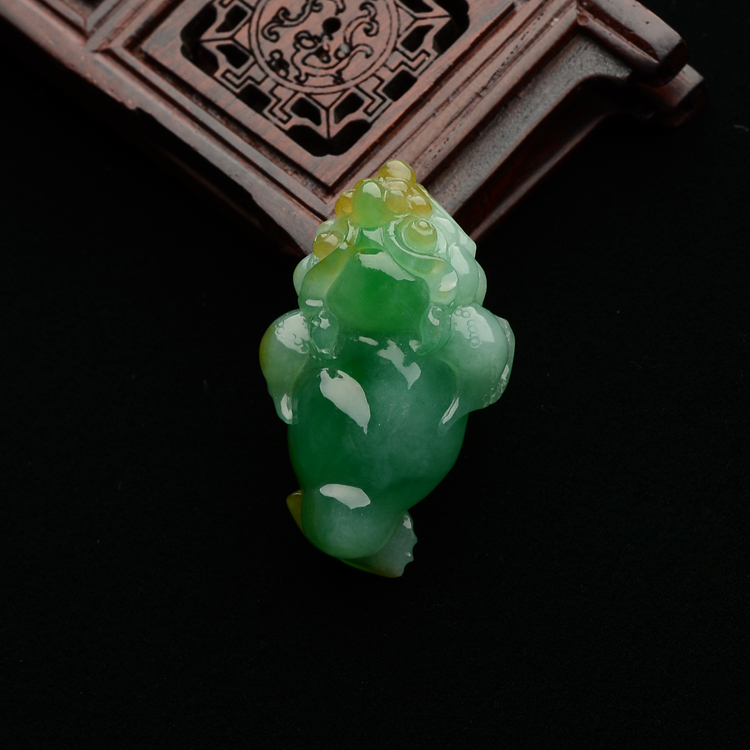 (超值推荐)糯冰种黄加绿金蟾挂件/戒面
