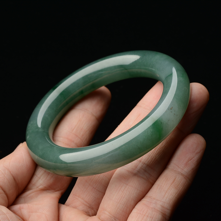 (超值推荐)糯冰种蓝晴水圆条手镯(52.9mm)