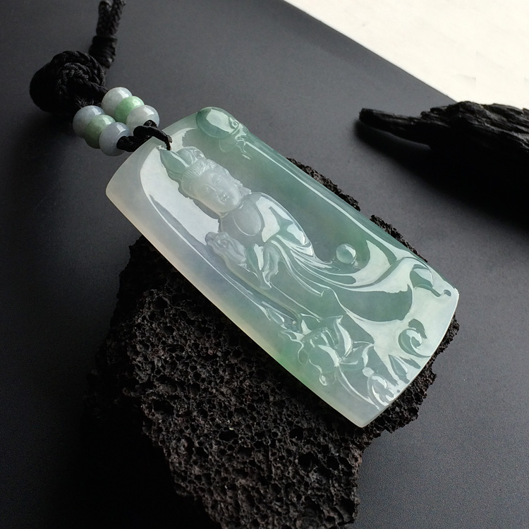 (超值推荐)冰种晴水飘花观音挂件