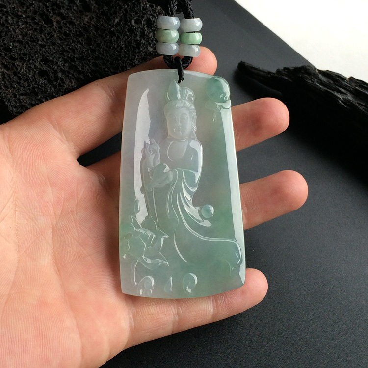 (超值推荐)冰种晴水飘花观音挂件