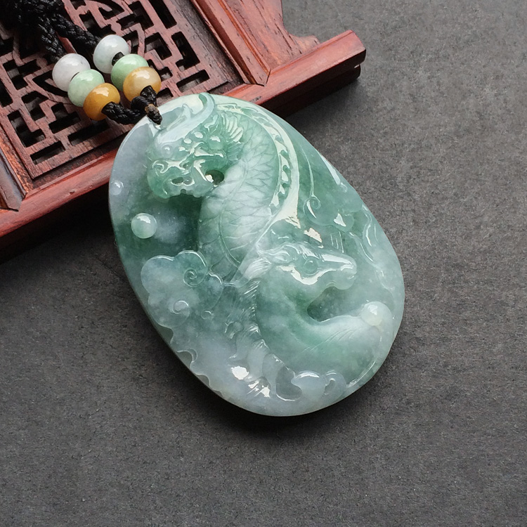 糯冰种晴水龙马精神挂件