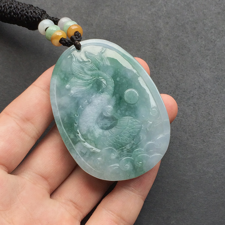 糯冰种晴水龙马精神挂件