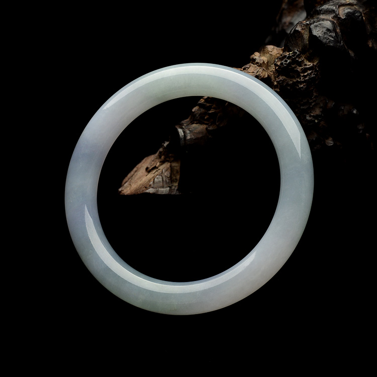 (超值推荐)糯冰种晴水淡紫罗兰圆条手镯(54.1mm)