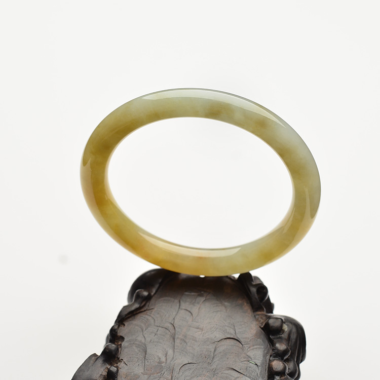糯冰种黄翡圆条手镯(56mm)