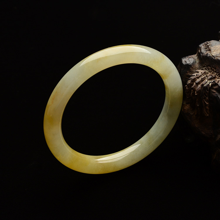 糯冰种黄翡圆条手镯(56mm)