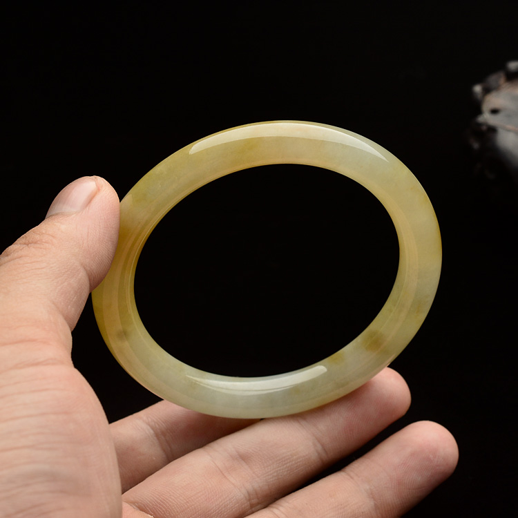 糯冰种黄翡圆条手镯(56mm)