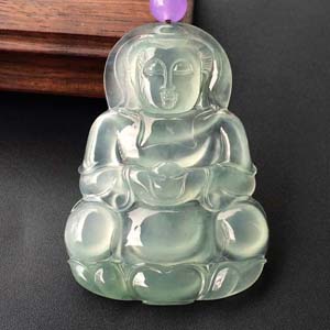 (超值推荐)冰种晴水略飘花观音挂件