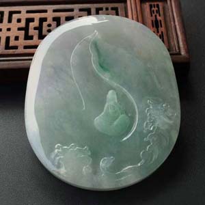 (超值推荐)糯冰种淡三彩静悟挂件