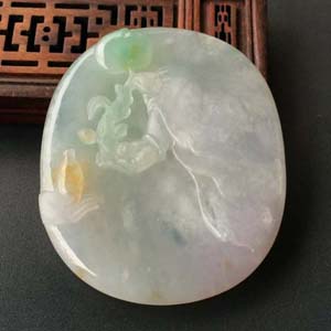 (超值推荐)糯冰种淡三彩妙手生花挂件