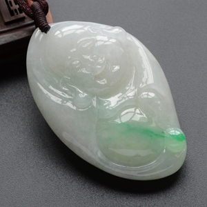 (超值推荐)糯冰种略飘翠笑口常开挂件