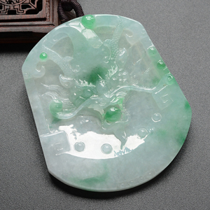 (超值推荐)糯冰种飘翠祥龙如意挂件